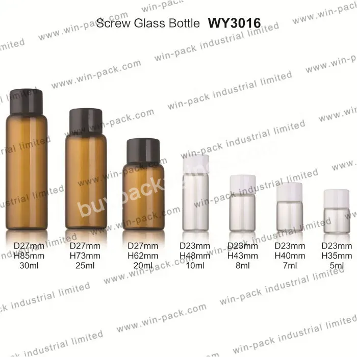 5ml 7ml 8ml 10ml 20ml 25ml 30ml Cosmetic Packaging Amber Clear Tube Bottle For Essential Oil Perfume With Screw Cap