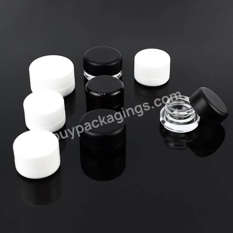 5ml 7ml 9ml Cr Child Resistant Smooth Push Down & Turn Semi Gloss Black Plastic Caps W/ Foam Liner Flower Oil Concentrate Jar