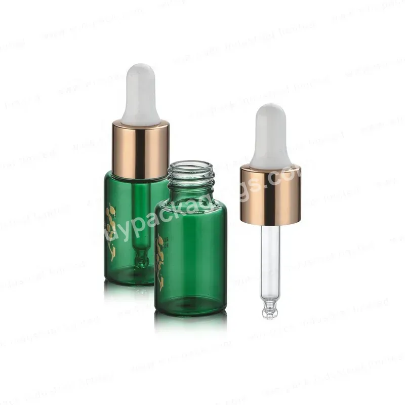 5ml 8ml 10ml 15ml 20ml 30ml Custom Green Tubing Glass Skincare Travel Bottles Sample Size Serum Bottle With Gold Dropper