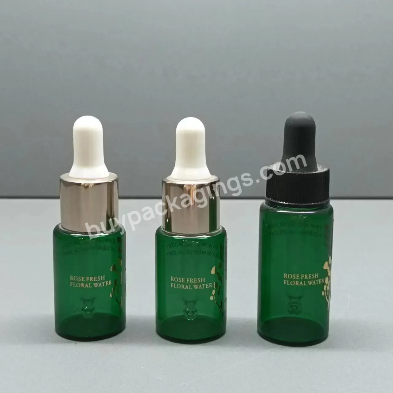 5ml 8ml 10ml 15ml 20ml 30ml Custom Green Tubing Glass Skincare Travel Bottles Sample Size Serum Bottle With Gold Dropper