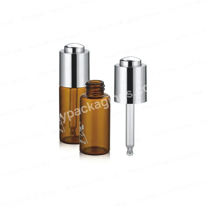 5ml 8ml 10ml 15ml 20ml 30ml Essence Sample Amber Tube Glass Bottle With Silver Push Button Dropper