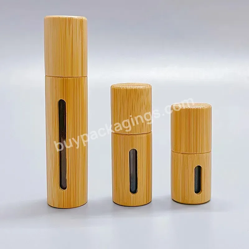 5ml 8ml 10ml Bamboo Shell Glass Roll On Bottles For Essential Oils With Stainless Steel Roller Balls Roller Ball Container