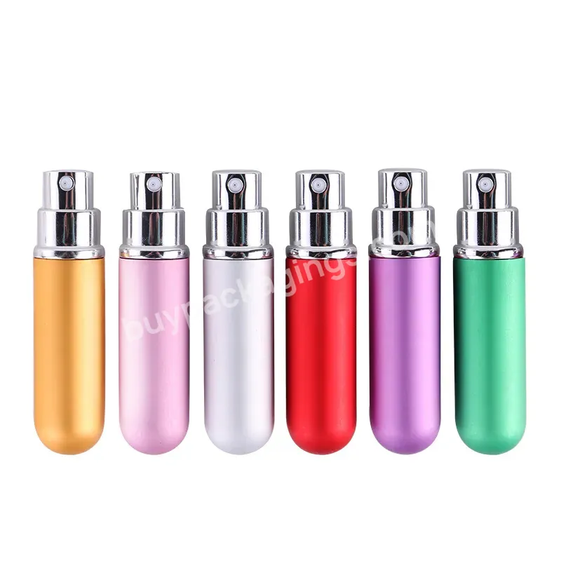 5ml Aluminium Spray Refillable Bottle Empty Portable Glass Perfume Vials Mini Cosmetic Packaging Atomizer Bottle