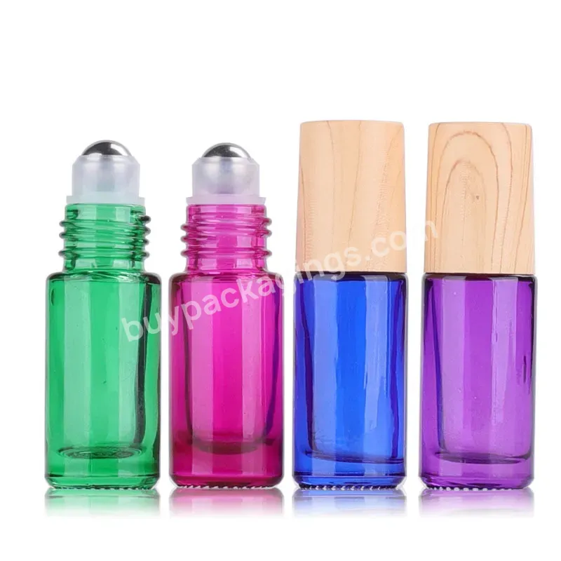 5ml Amber/blue/green/purple/rose Red Color Thick Glass Roll On Essential Oil Empty Perfume Bottle Roller Ball Bottle For Travel