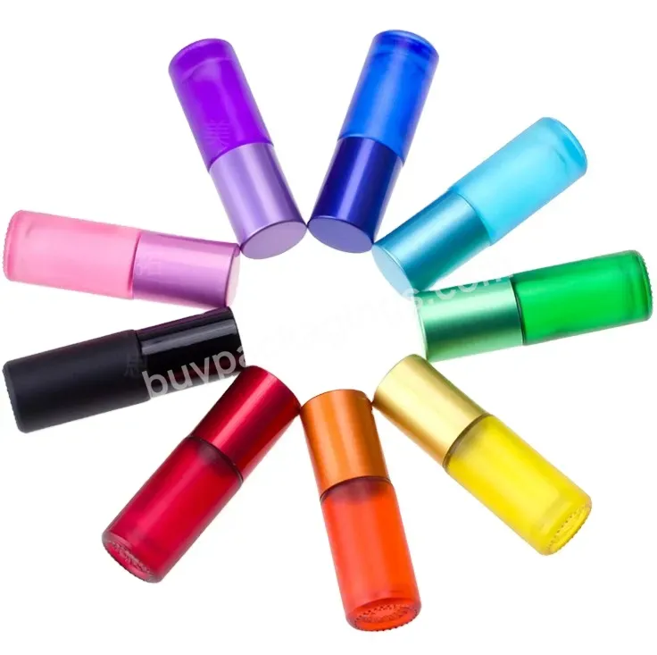 5ml Colorful Matte Roll On Glass Bottle Colorful Frosted Perfume Roller Bottle