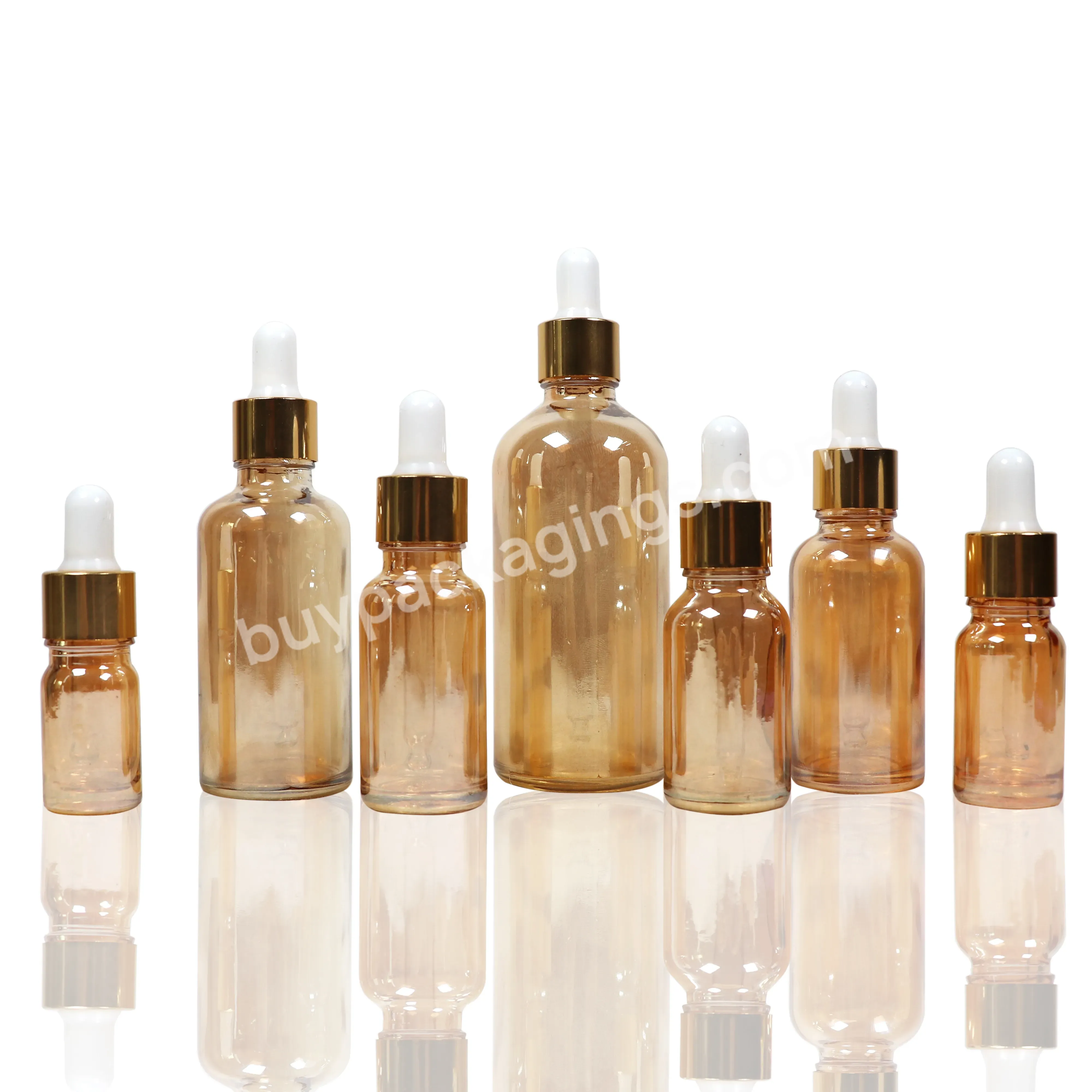 5ml,10ml,15ml,20ml,30ml,50ml,100ml Gold Essential Oil Bottle Dropper Glass Bottle