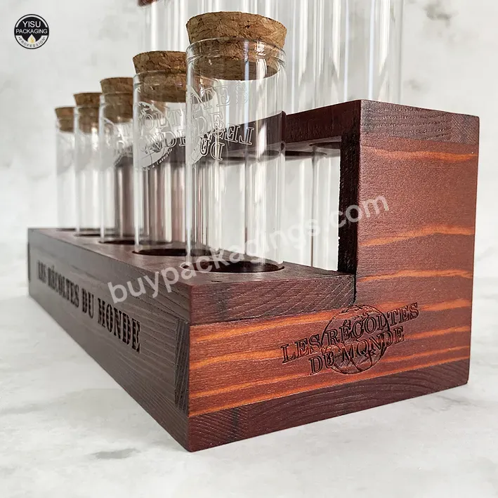 6 12 Wells 10ml 25ml 50ml 100ml Test Tube Rack Wood Engraved Logo