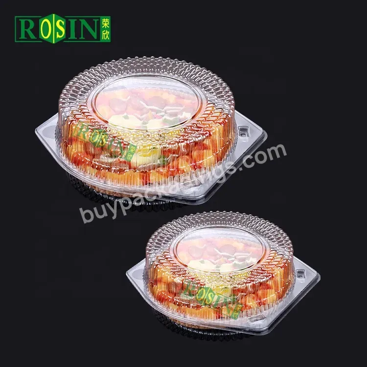 6 8 Inches Hinged Clear Disposable Takeaway Food Box Plastic Container For Pizza Cake Fruit Salad Snack