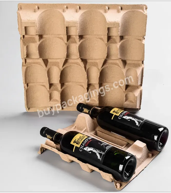 6 Bottle Molded Pulp Wine Shipper Complete Heavy Duty Wine Packaging Moulded Pulp Products Can Be Customized