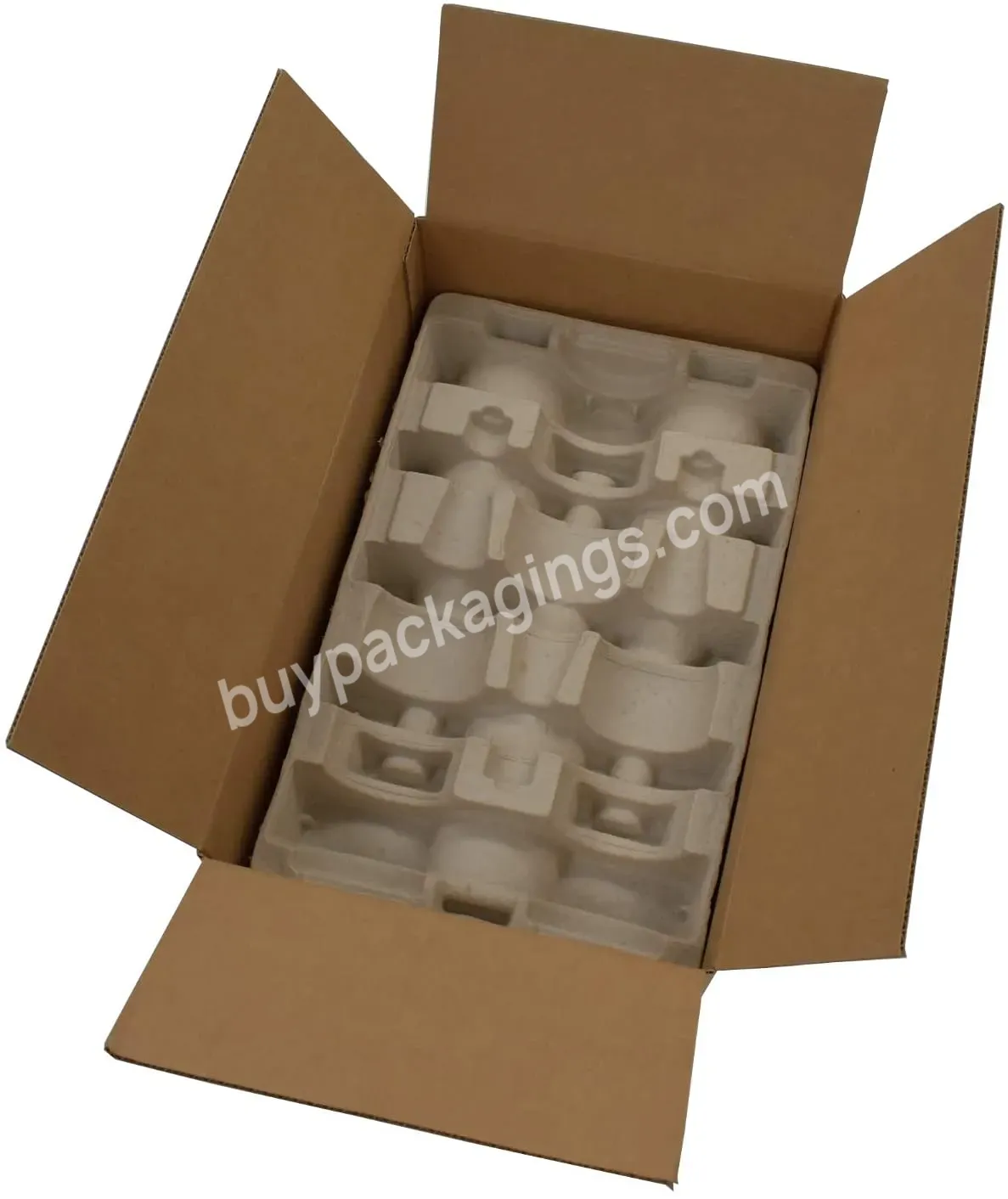 6 Bottle Molded Pulp Wine Shipper Complete Heavy Duty Wine Packaging Moulded Pulp Products