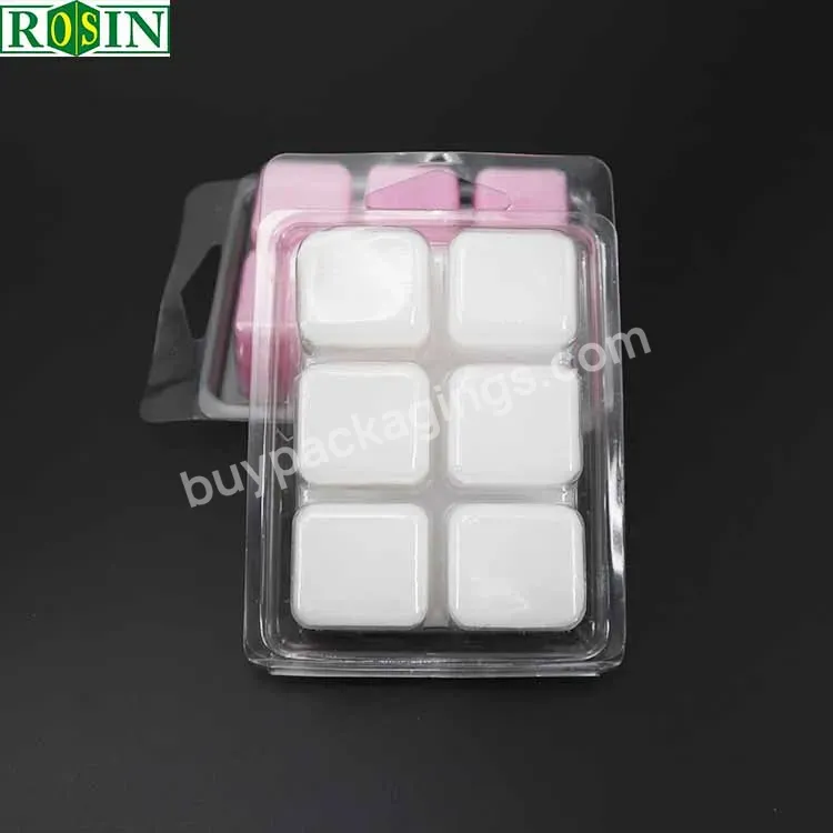 6 Cavity Clear Empty Plastic Wax Melt Molds 50 Packs Clamshell Blister Wax Melt Recycled Packaging For Candle-making & Soap