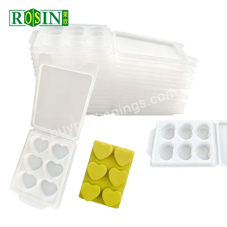 6 Cavity Heart Shape Frosted Empty Snap Bar Wax Clam Shells Plastic Clamshells Packaging For Wax Melts