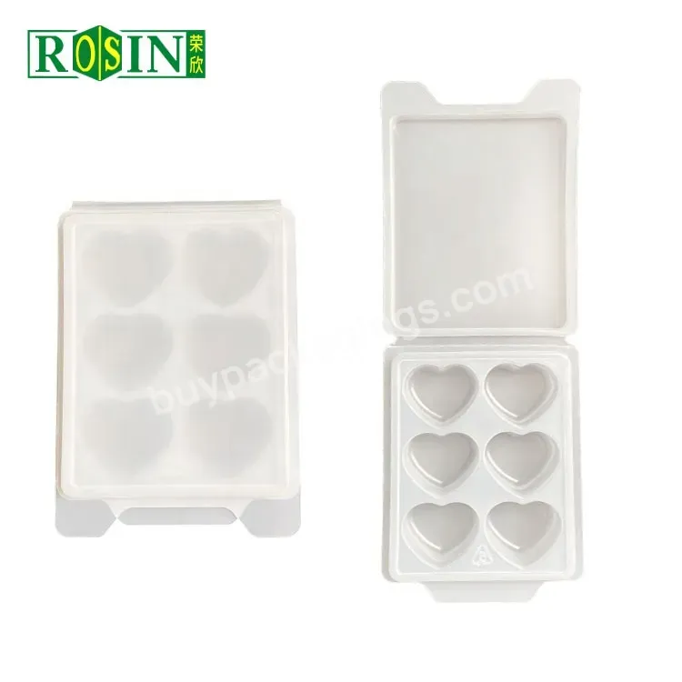 6 Cavity Heart Shape Frosted Empty Snap Bar Wax Clam Shells Plastic Clamshells Packaging For Wax Melts