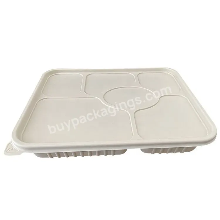 6 Compartment Corn Starch Microwavable Biodegradable Lunch Bento Box Plastic Food Meal Prep Containers