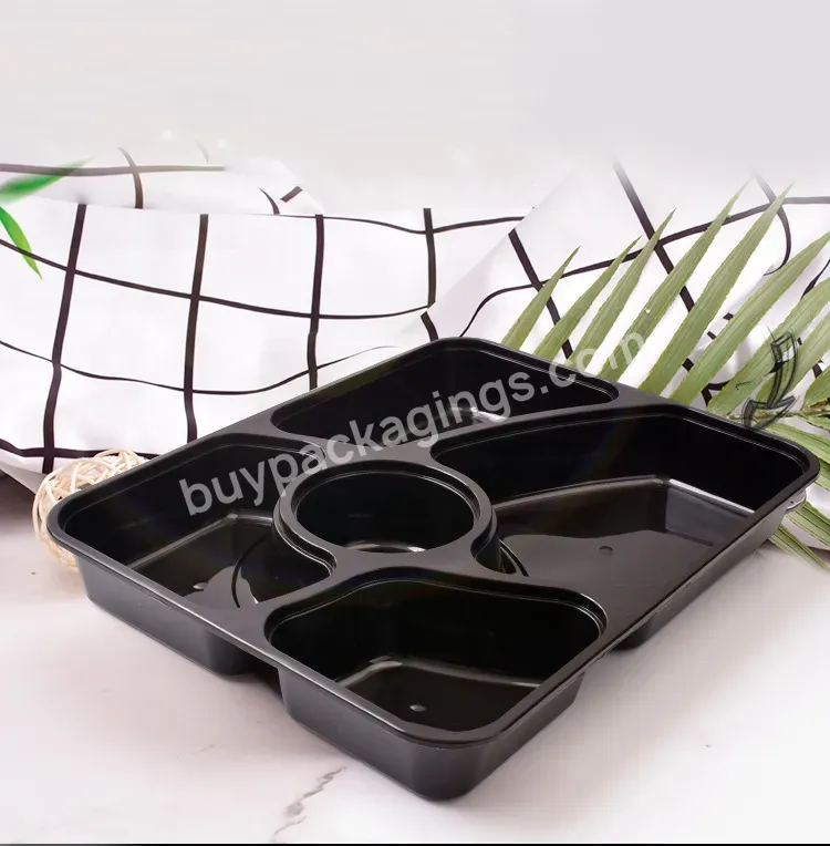 6 Compartment Plastic Lunch Box Plastic Bento Lunch Box Custom Eco Biodegradable Disposable 6 Compartment Food Container