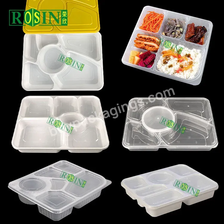 6 Compartments Microwave Safe Disposable Reusable Takeaway Bento Lunch Box Plastic Food Meal Prep Container With Lid