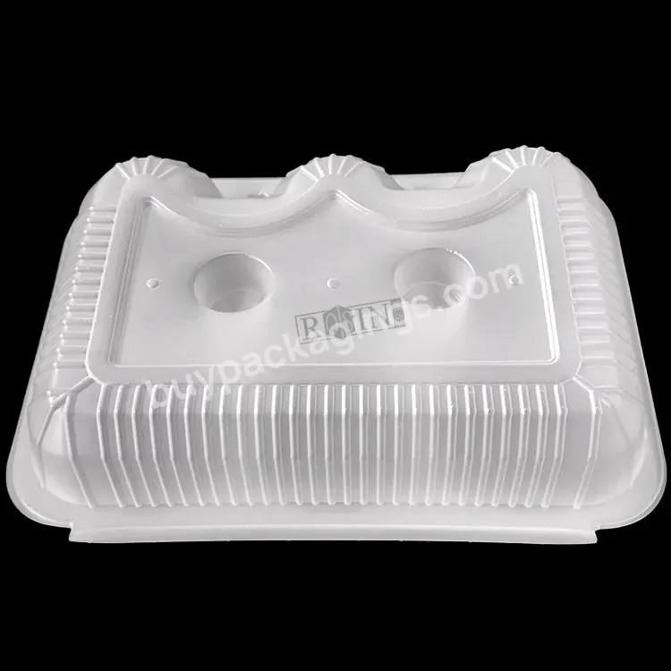 6 Compartments Pp White Plastic Hinge Clamshell Cake Biscuit Packaging Box For Customized Food Containers With Lid