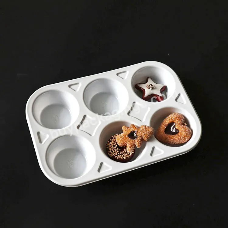 6 Holes Blister Cpet Cupcake Packaging Plastic Mochi Donut Tray Macaron Blister Tray With Box Plastic Macaron