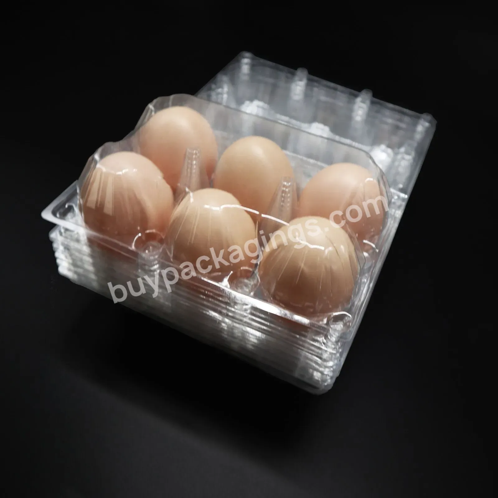 6 Holes Empty Clear Disposable Plastic Chicken Egg Cartons Packaging Tray Suppliers For Sale