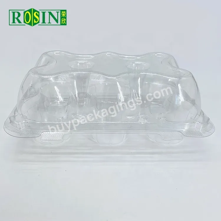 6 Holes Transparent Pet Clear Pastry Bakery Plastic Cupcakes Cake Packaging Box