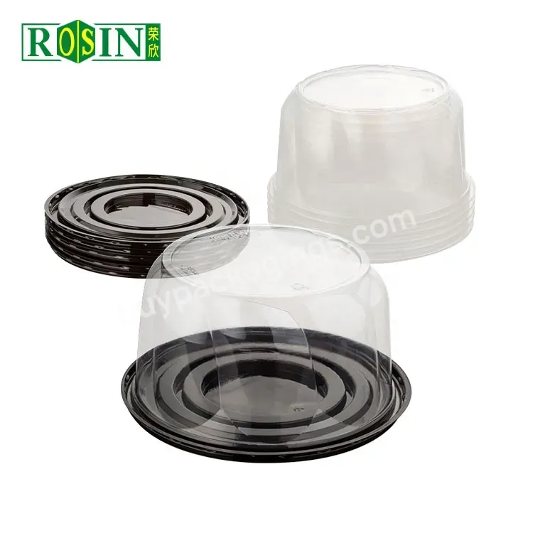 6 Inch Dome Black Bottom Transparent Lid Pastry Boxes Packaging Plastic Birthday Cheese Cake Boxes