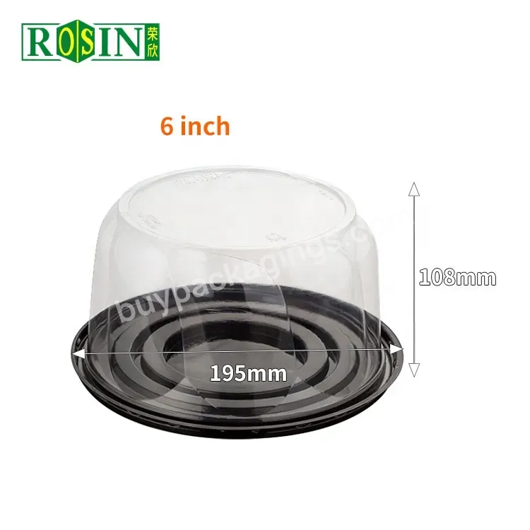 6 Inch Dome Black Bottom Transparent Lid Pastry Boxes Packaging Plastic Birthday Cheese Cake Boxes