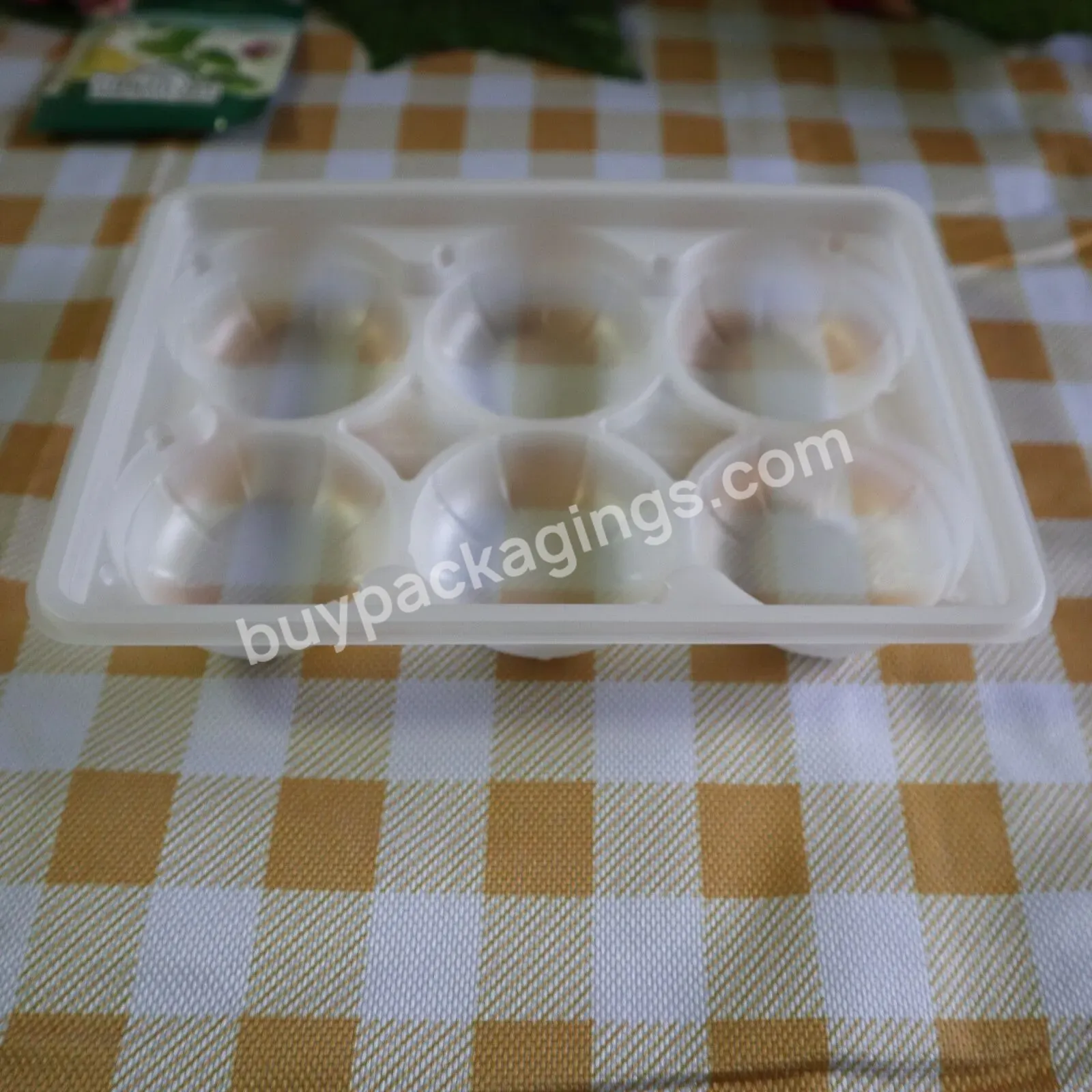 6 Piece White Disposable Plastic Blister Tray For Mochi Cake Containers Plastic Mooncake Tray With Transparent Lid