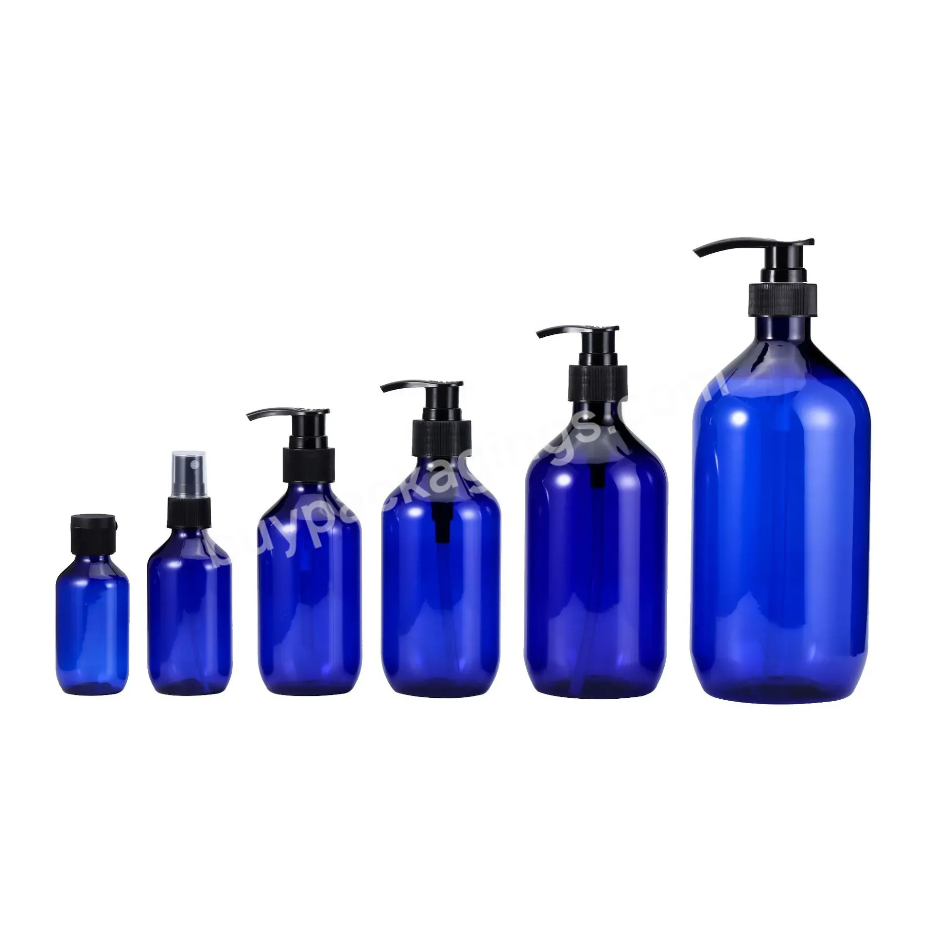 60/100/200/300/500/1000ml Blue Plastic Pet Lotion Pump Shampoo Bottles Fine Mist Sprayer Bottles