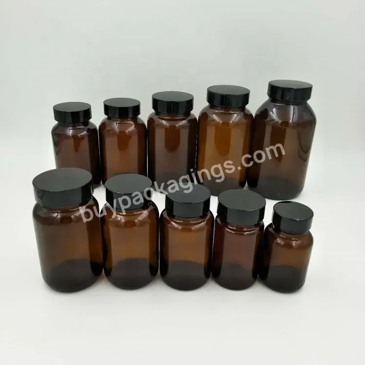 60cc 100cc 120cc 200cc Wide Mouth Glass Bottle Vitamin Glass Bottles Jar Jars Gold Silver Metal Plastic Cap Lid