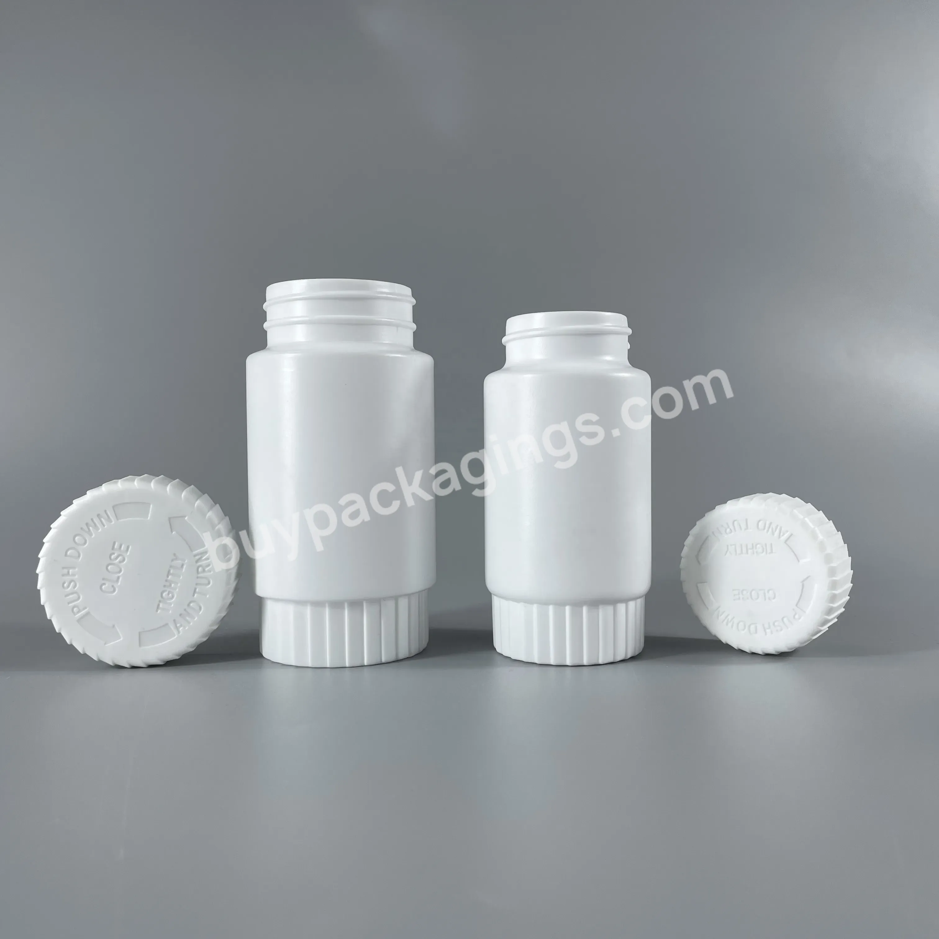 60cc 100cc 150cc 225cc Pe Plastic Bottle Round White With Child Proof Cap Bottle Medicine/drug/supplement/pill Food Bottle