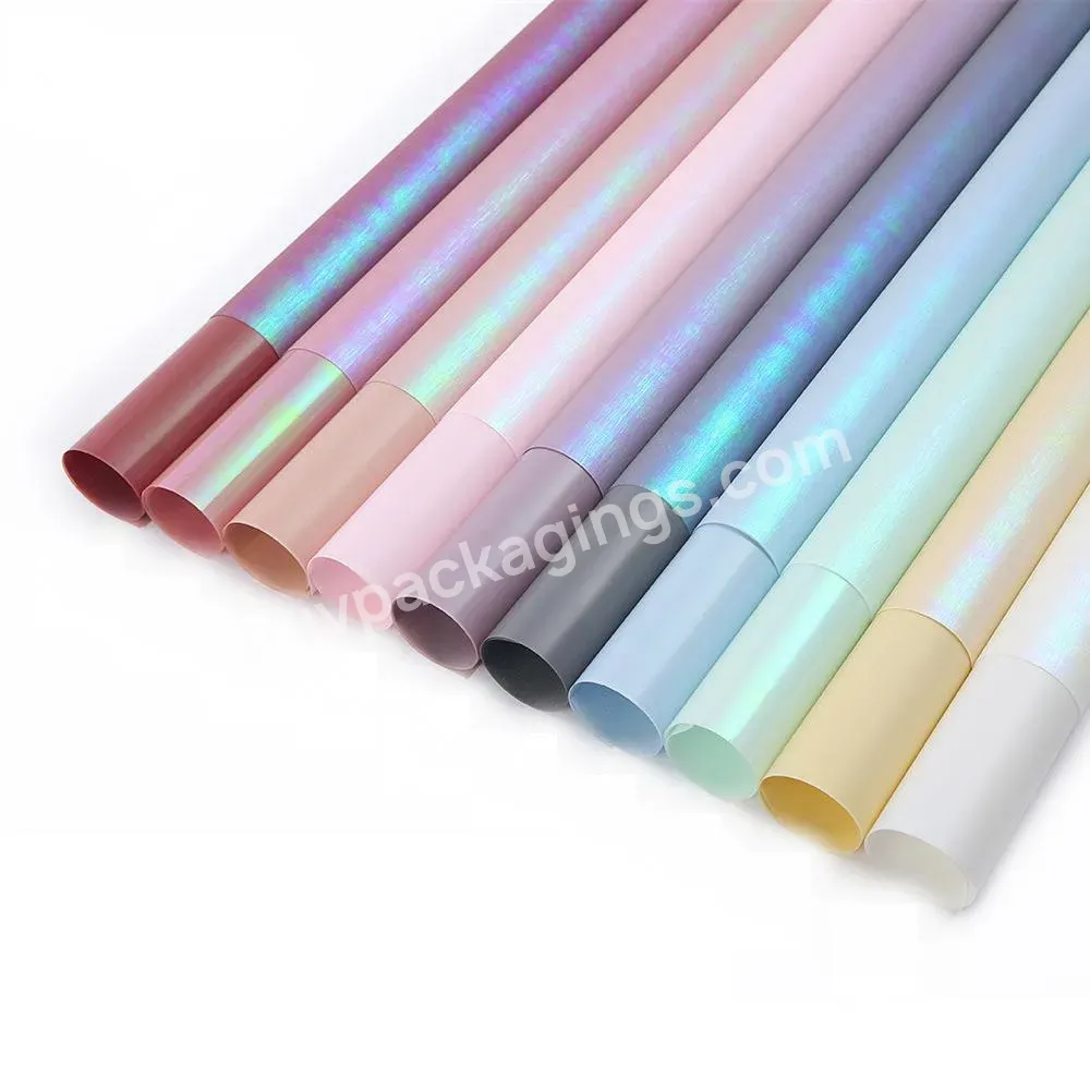 60cm*60cm Waterproof Iridescent Flower Bouquet Wrapping Paper With Pearlized Surface Finished