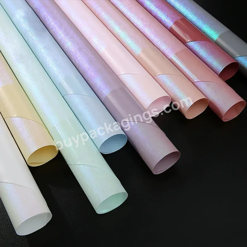 60cm*60cm Waterproof Iridescent Flower Bouquet Wrapping Paper With Pearlized Surface Finished