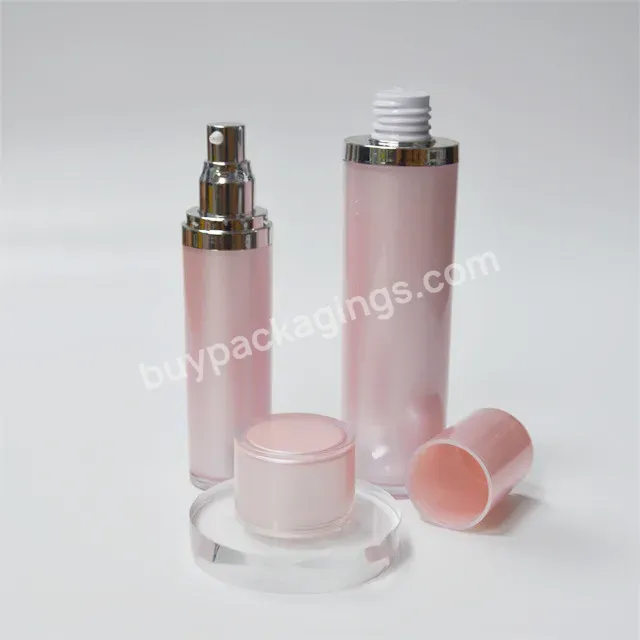 60ml 120ml Pink Cosmetic Packaging High-end Acrylic Lotion Pump Bottle Toner Bottle With Lid Recyclable Plastic Bottle