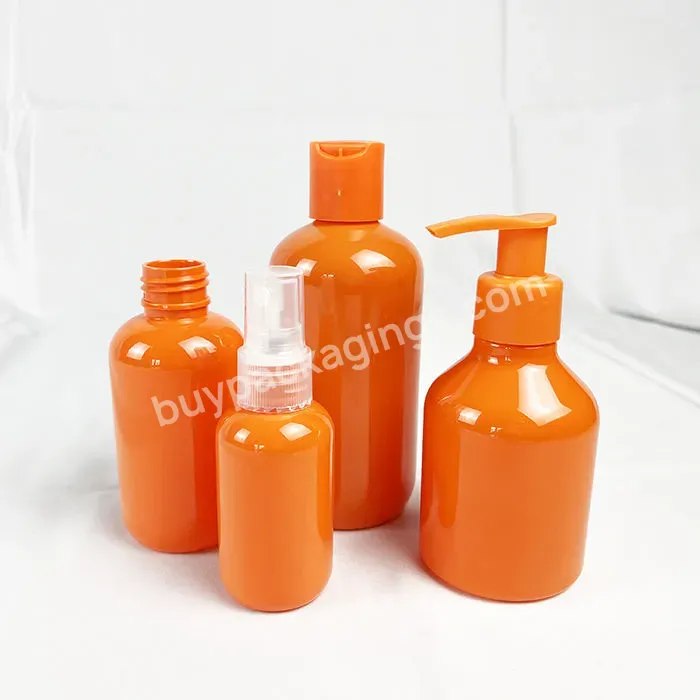 60ml 250ml 500ml Plastic Cosmetic Packaging Glossy Boston Orange Pet Lotion Bottles Plastic Spray Bottle