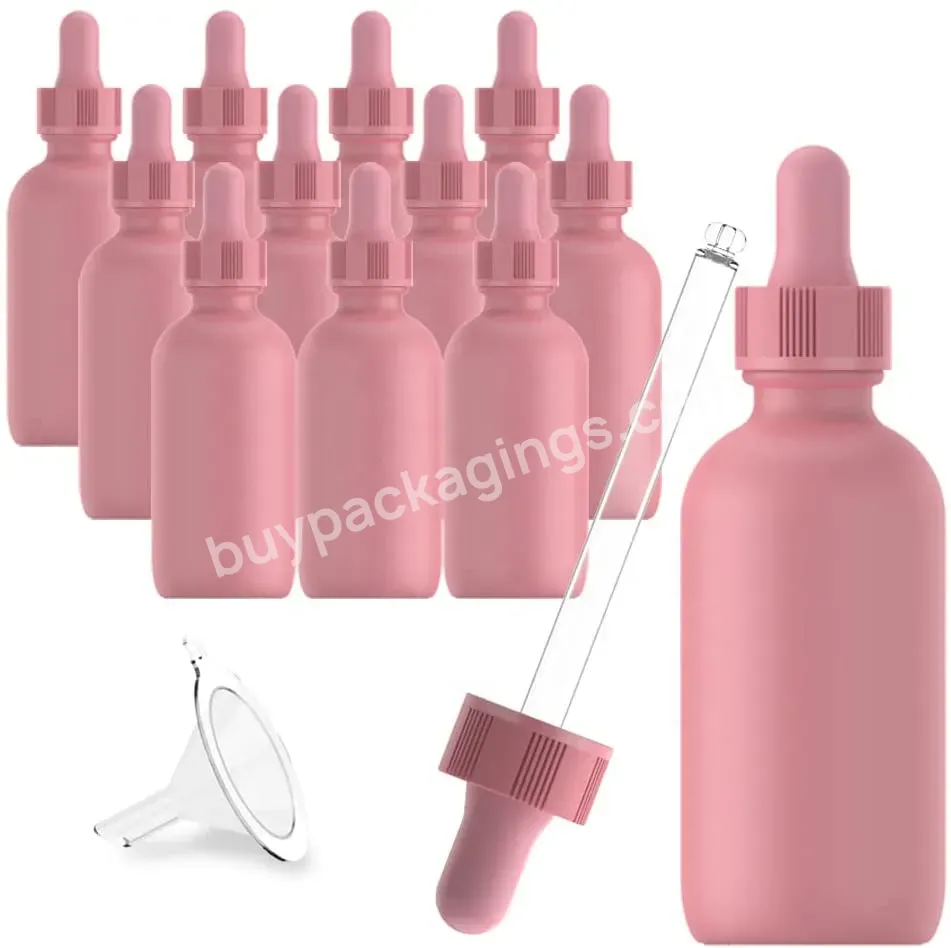 60ml (2oz) Pink Essential Oil Perfume Glass Boston Bottle With Pink Glass Dropper Cap