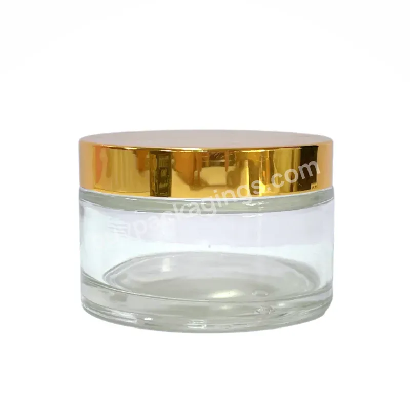 6.7oz 200g Face Cosmetic Cream Jars Round Empty Frosted Clear Cosmetic Cream Glass Jar With Gold Lid