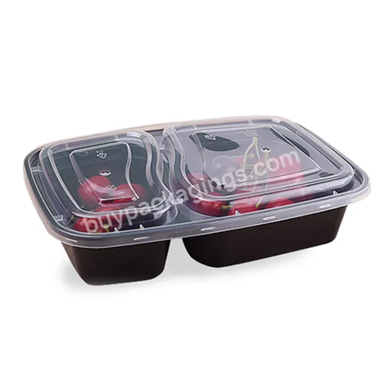 6828 Disposable Plastic Food Containers 2 Compartment Meal Tray