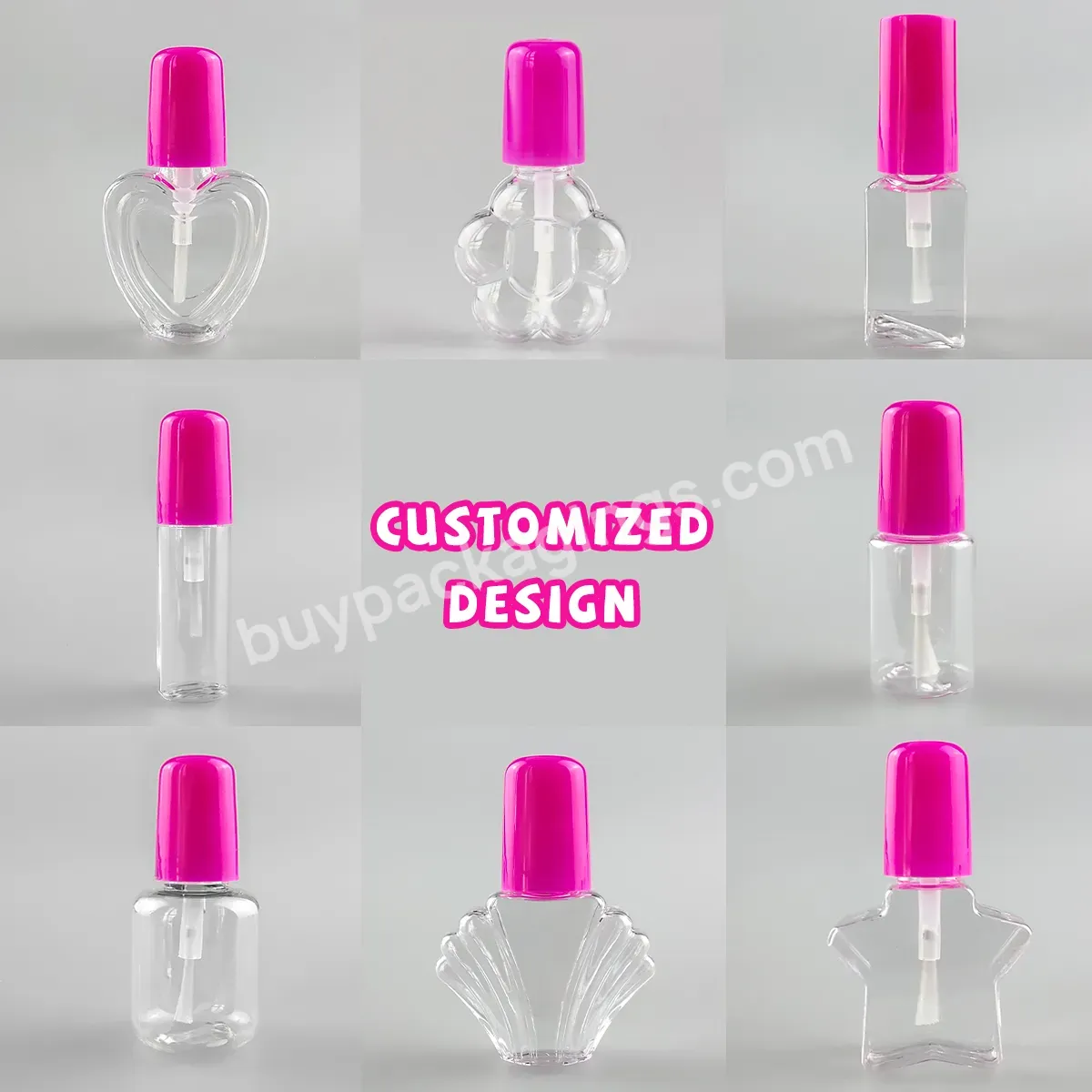 6ml Cute Custom Design Square Uv Gel Polish Bottle With Brush Wholesale Empty White Glass Nail Polish Bottles