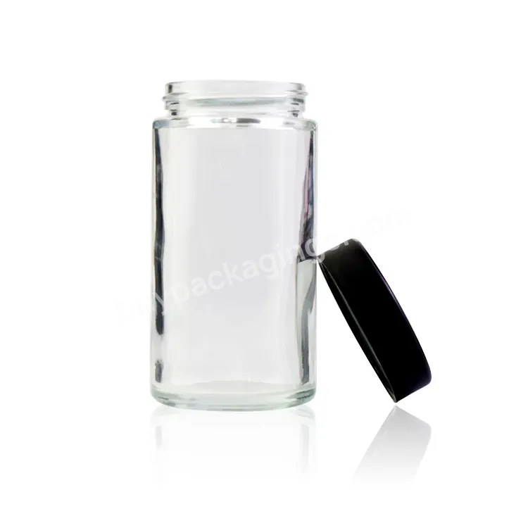 6oz 4oz 3oz 2oz 1oz Transparent Storage Honey Spice Flower Glass Jars With Black Cr Plastic Lids