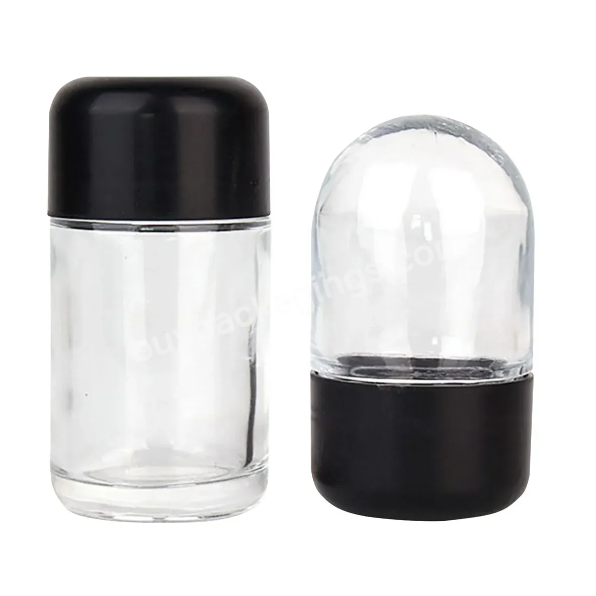 70ml 90ml 110ml 180ml Food Storage Jar Glass Cylinder Capsule Bottle With Matte Black Cap