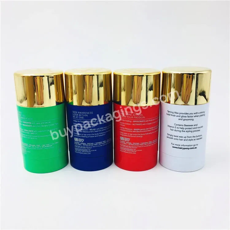 75g Empty Red Green Blue Plastic As Round Twist Up Deodorant Stick Tube Containers With Gold Cap