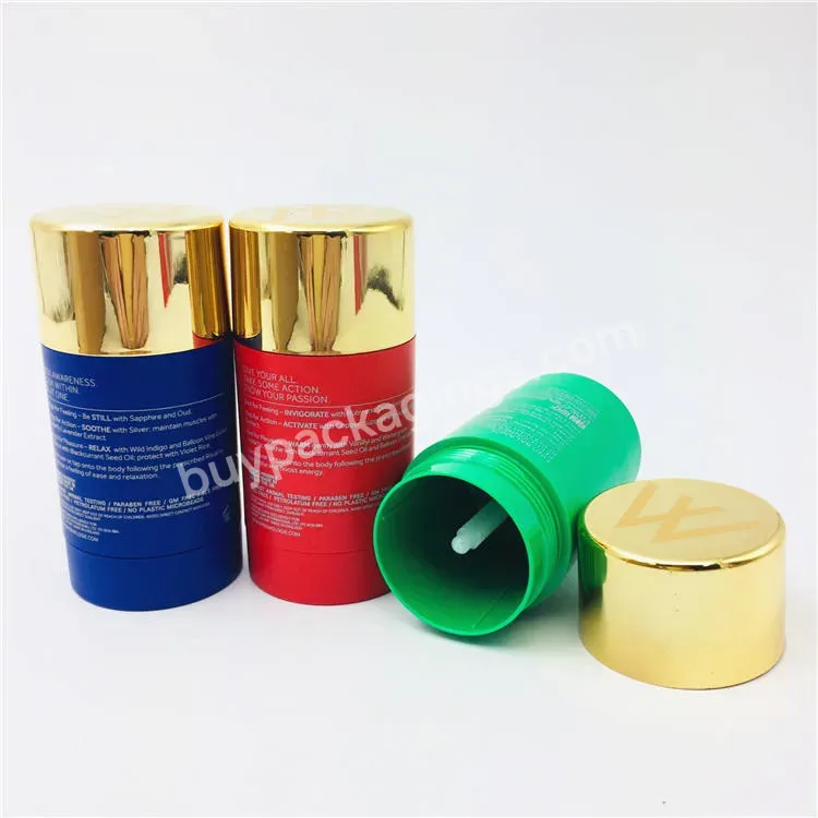 75g Empty Red Green Blue Plastic As Round Twist Up Deodorant Stick Tube Containers With Gold Cap