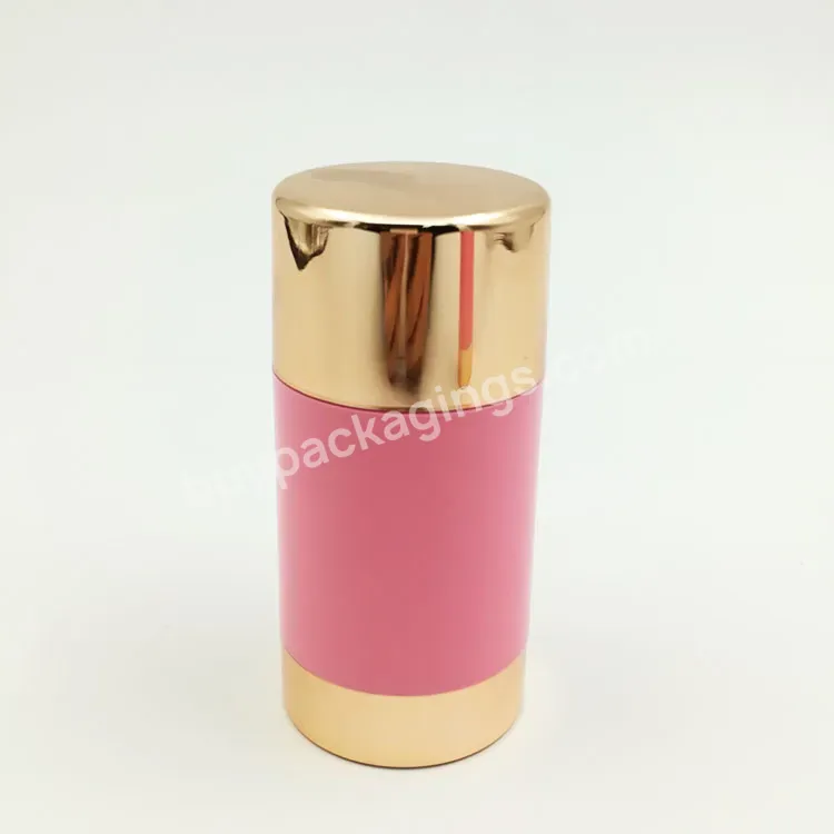 75g Plastic Roll On Bottle Deodorant Stick Container Bottom Filling Solid Sunscreen Stick Bottle Cylinder Round With Gold Decora