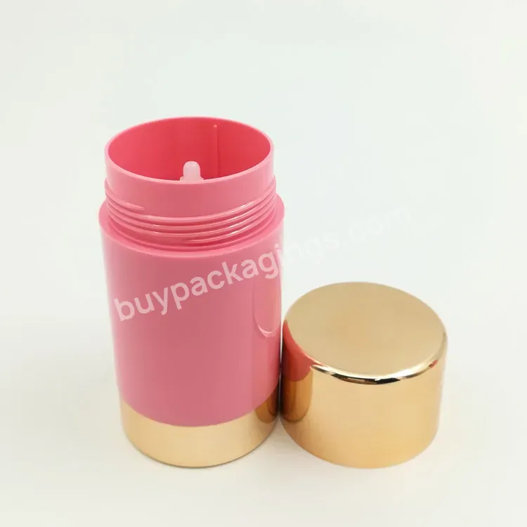 75g Plastic Roll On Bottle Deodorant Stick Container Bottom Filling Solid Sunscreen Stick Bottle Cylinder Round With Gold Decora