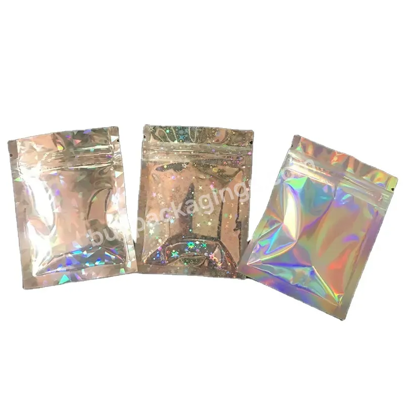 7g 3.5g 14g 28g Custom Logo Smell Proof Holographic Plastic Aluminum Foil Ziplock Sliver Mini Mylar Bag Custom