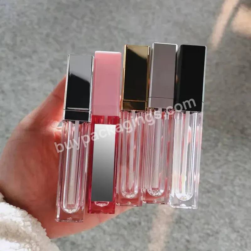 7ml Hot Sale Led Silver Black White Gradient Clear Lipgloss Tubes With Light And Mirror Makeup Packaging Wand Lipgloss Container