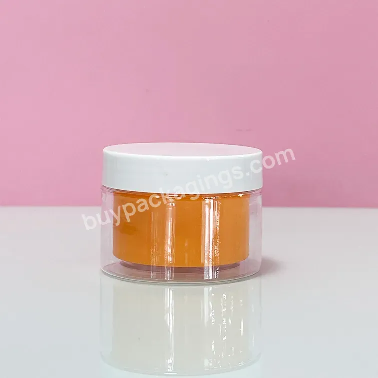 8 Oz 4oz 8oz Clear Packaging Yellow Liner Containers Pet Plastic Mason Body Cream Cosmetic Jars With White Lid