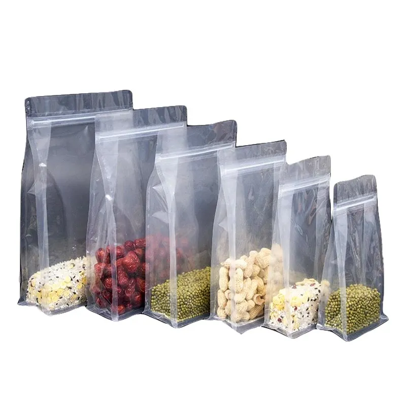 8 Side Seal Pouch Euro Hole Hang Clear Food Packaging Zipper Resealable Plastic Bag Transparent