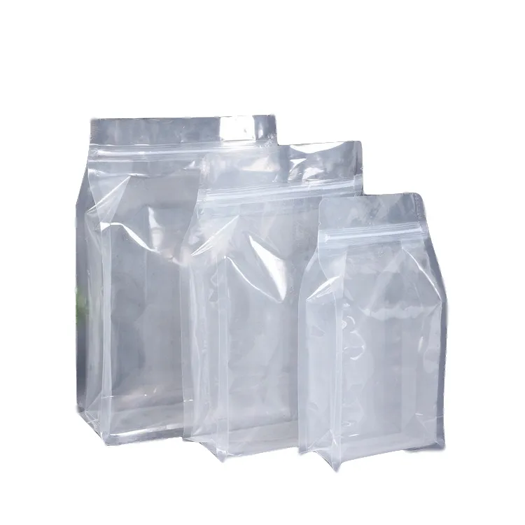 8 Side Seal Pouch Euro Hole Hang Clear Food Packaging Zipper Resealable Plastic Bag Transparent