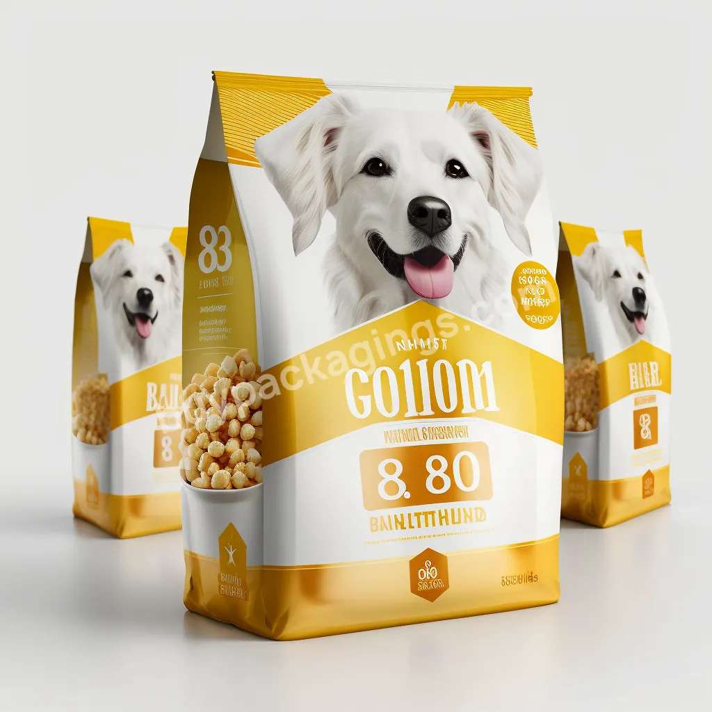 8 Sides Sealed Laminated Bag Flat Bottom Food Bag Aluminum Foil Stand Up Pouch With Zipper Dog Pet Food Packaging Bag